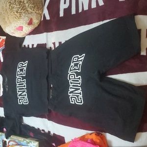 NWOT Sniper Gang crop top & Biker shorts set. Size medium.